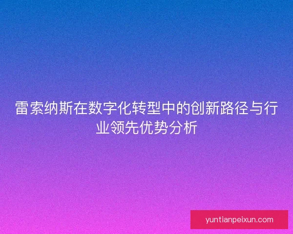 雷索纳斯在数字化转型中的创新路径与行业领先优势分析 雷索纳斯在数字化转型中的创新路径与行业领先优势分析