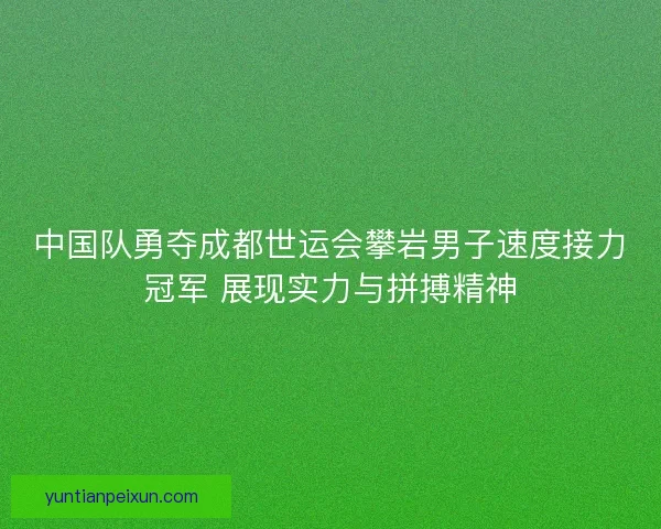 中国队勇夺成都世运会攀岩男子速度接力冠军 展现实力与拼搏精神 中国队勇夺成都世运会攀岩男子速度接力冠军 展现实力与拼搏精神